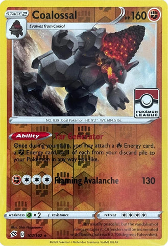 Coalossal (107/192) (League Promo) [Sword & Shield: Rebel Clash]
